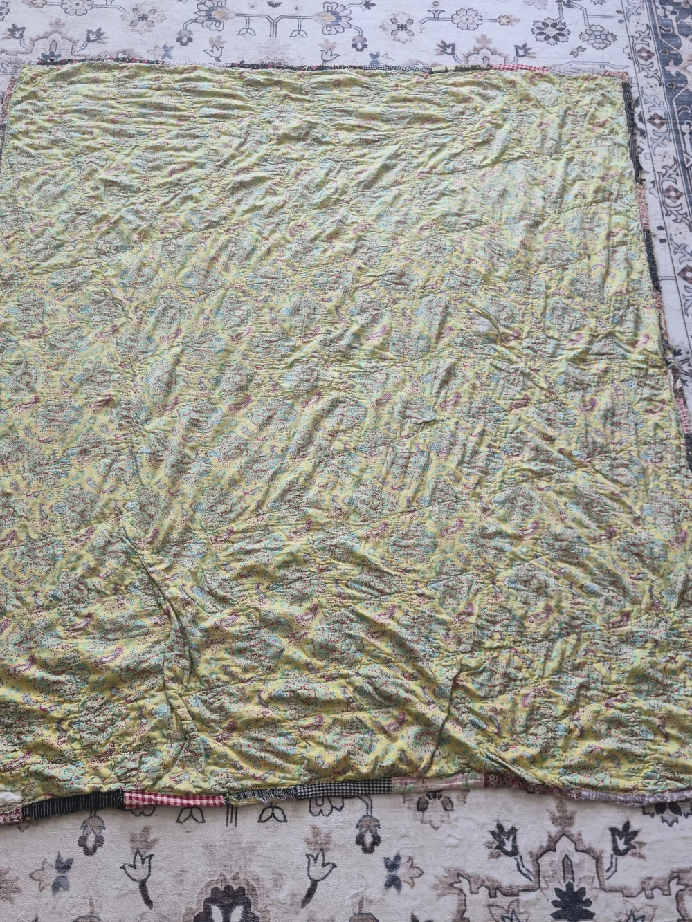Vintage 30s 40s Quilt on Quilt Patched Over Cutter Craft 63x76 Heavy 6lb